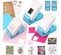 OTCRAFT Set di 3 timbri rettangolari da 2,5 x 0,20,3 cm con punzone quadrate da 2,5 cm, smerlati rettangolari a leva, perforatrici per lavori di carta, scrapbooking, biglietti fai da te, forniture
