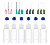 OTCRAFT Set di 6 applicatori per colla a punta fine da 30 ml; flaconi contagocce comprimibili in plastica con punte ad ago; flaconi applicatori vuoti con punta di precrizione per carta quilling fai da