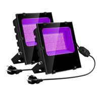 OTeedo Faretto LED UV da 200 W, con spina dimmerabile, IP66, impermeabile, fluorescente, colore nero, per feste, Halloween, decorazione (2 pezzi)