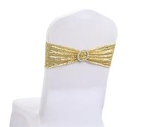 OTENG Fasce per sedie per Matrimoni, 20 Pezzi di Fasce Elastiche per sedie con Paillettes, Fasce Dorate Scintillanti per Banchetti, Matrimoni, Feste, casa, Esterni, Decorazioni per sedie.(Gold)