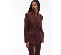 & Other Stories - Blazer doppiopetto in lana color vino gessato-Rosso 38