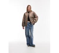 & Other Stories - Bomber in nylon marrone con zip sul davanti S