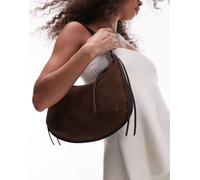 & Other Stories - Borsa shopping piccola arrotondata in camoscio marrone con frange in pelle No Size
