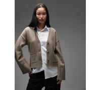 & Other Stories - Cardigan in misto lana color talpa stretto in vita con maniche voluminose-Neutro L