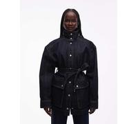 & Other Stories - Giacca di jeans corta in puro cotone blu scuro con collo a imbuto e cintura L