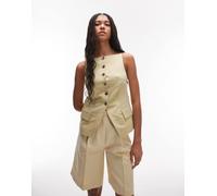 & Other Stories - Gilet giallo latticello con scollo squadrato in misto lino-Verde 42