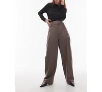 & Other Stories - Pantaloni sartoriali in misto lana color talpa scuro con gambe a cilindro-Marrone 42