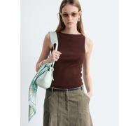 & Other Stories - Top accollato senza maniche in maglia marrone scuro L