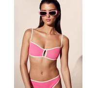 & Other Stories - Top bikini a fascia rosa a coste con finiture a contrasto 38