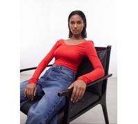 & Other Stories - Top slim fit a maniche lunghe rosso con fori per i pollici XS