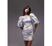 & Other Stories - Vestito corto con stampa a fiori vintage, maniche a sbuffo e schiena scoperta-Multicolore 44