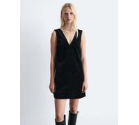 & Other Stories - Vestito corto in velluto elasticizzato nero con cuciture sul davanti e scollo a V 38