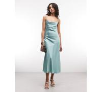 & Other Stories - Vestito lungo accollato senza maniche in raso color azzurro turchese-Blu 40