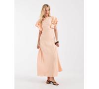 & Other Stories - Vestito lungo rosa pesca con maniche con volant-Arancione 40