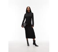 & Other Stories - Vestito midi accollato a maniche lunghe morbido nero L