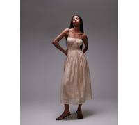 & Other Stories - Vestito milkmaid midi beige con punto smock e spalline sottili-Bianco M