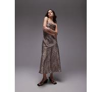 & Other Stories - Vestito sottoveste lungo con spalline sottili, scollo profondo sul retro e stampa leopardata-Marrone 38