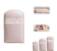 Otherwisie Space Saving Hanging Garment Bag with Self Compression Zipper, Dust Cover Clothes Bags for Down Coat (Pink, Beige) (Pink,S)