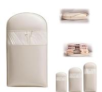 Otherwisie Space Saving Hanging Garment Bag with Self Compression Zipper, Dust Cover Clothes Bags for Down Coat (Pink, Beige) (Beige,M)