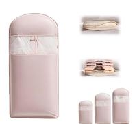 Otherwisie Space Saving Hanging Garment Bag with Self Compression Zipper, Dust Cover Clothes Bags for Down Coat (Pink, Beige) (Pink,M)