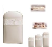 Otherwisie Space Saving Hanging Garment Bag with Self Compression Zipper, Dust Cover Clothes Bags for Down Coat (Pink, Beige) (Beige,S)