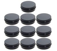 Othmro 10 barattoli rotondi in alluminio con coperchio a vite, 68 x 25 mm (diametro x altezza), barattoli di latta neri per salve, spezie, balsamo per labbra, tè o caramelle, 60 ml