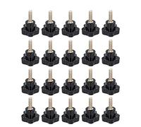 Othmro 20 pomelli M6 con manico nero, 32 mm x 20 mm, zincati, a stella, a vite, a forma di stella, manopole filettate con manico a cinque stelle, per sega, trapano, torio, tornio (senza rondella)