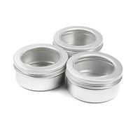 Othmro 3 barattoli rotondi in metallo da 150 ml, in alluminio, riutilizzabili, con coperchio a vite, per salve, spezie, burrocacao, tè, caramelle, argento, 82 x 36 mm
