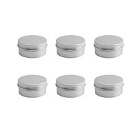 Othmro 6 barattoli rotondi in metallo da 76,5 ml, contenitori ricaricabili da 80 ml, contenitori di latta con coperchio a vite per salve, spezie, balsamo per labbra, caramelle, tè, argento, 68 × 35 mm