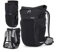 otinga Flow Rolltop Zaino da donna e da uomo con volume 23 - 27 l e pratico scomparto per laptop, ideale come zaino da bicicletta senza portapacchi, zaino riflettente impermeabile da uomo, Nero , 23L