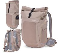 otinga® Flow - Zaino rolltop per uomo e donna, con volume di 23-27 l e pratico scomparto per laptop, ideale come zaino da bicicletta senza portapacchi, zaino riflettente e impermeabile, marrone sabbia