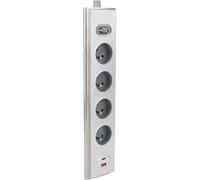 Otio - Blocco multipresa angolare 4 x 16 A + 2 USB A + C 20 W + Interruttore - INOX