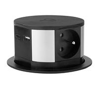 Otio - Blocco multipresa da incasso, 3 prese 16 A, 2 x USB e caricatore a induzione, colore: nero