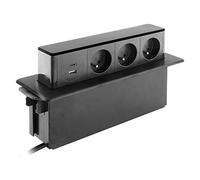 Otio - Blocco multipresa da incasso, 3 x 16 A, 2 porte USB