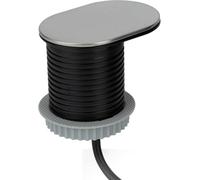 Otio, Blocco Scorrevole da Incasso 16A + USB C in Acciaio Inossidabile, Potenza Massima 3680W, Cavo da 1,9 m, Spina Piatta con Anello, Foro Ø60 mm