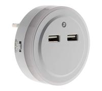 Otio - Lampada LED Automatica con 2 Porte USB - Ecologica e a Basso Consumo - Attivazione Auto/On/Off - Ideale per Dispositivi Multimediali - Bianca - 2 Porte USB