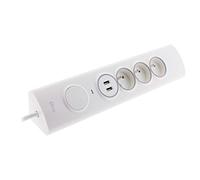Otio - Multipresa angolare 3P 16A + 1P 16A laterale + 2 USB parafulmine precablato, colore: Bianco