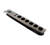 Otio - Multipresa con protezione da sovratensioni - 6 prese 16A con interruttore + USB + RJ11 - Titanio