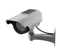 Otio - Telecamera Solare Fittizia a LED - Effetto Dissuadente per Casa e Proprietà - Pannello Solare per Autonomia - Fissaggio Murale Orientabile - Bianco - 15 cm