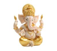 OTKARXUS Elefante Dio Ganesh, statua indiana del Signore Ganesh, statuetta di Buddha indù fortuna e ricchezza, ornamento per la decorazione della casa (oro + beige, grande)