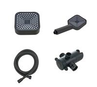 OTKSMDYY Kit Soffione Doccia In ABS Ad Alta Portata 2 In 1, Set Portatile Con Tubo Lungo, Distributore D'acqua A 3 Vie, Accessori Doccia Completi(Black)