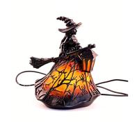 OTKSMDYY Ornamento in Resina incandescente della Strega di Halloween, Decorazione del Desktop della Scopa illuminata, Atmosfera della Festa della Stanza di Fuga della casa stregata