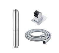 OTKSMDYY Soffione Doccia In Ottone Cromato, Spruzzatore Bidet Portatile For WC, Pulizia Anale, Doccia Igienica, Risparmio Idrico, Due Modalità Regolabili(Silver Set2)