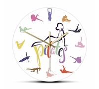OTKU 30cm Orologio da Parete Moderno Esercizi di Pilates Posa Orologio da parete stampato colorato per Pilates Studio Allenamento di fitness fisico Excerise DecoratIve Wall Clock
