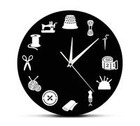 OTKU Orologio da Parete Moderno 30cm Cucito Camera Decor Moderno Orologio da parete Craft Room Professional Clock Wall Watch Vintage Sartoria Segno Sewist Seamstress Gift