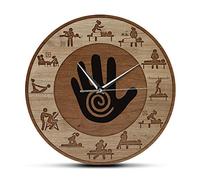 OTKU Orologio da Parete Moderno 30cm Terapie di massaggio Orologio da parete stampato con texture in legno per centro benessere sano Terapia del salone di guarigione