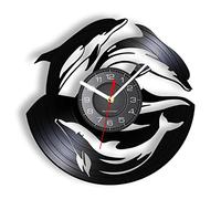 OTKU Orologio Parete 30cm Delfino Mare Ocean Life Animale Vinile Record Wall Clock Underwater Wildlife Marine Dolphin Vinyl Record Wall Clocks Kid Room Decor