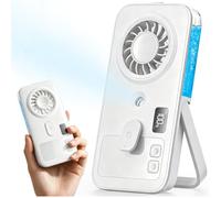 Otlonpe Mini ventilatore nebulizzatore portatile, piccolo ventilatore portatile ricaricabile con nebbia d'acqua, 4 velocità, display LED, supporto pieghevole, raffreddamento personale per viaggi