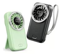 Otlonpe Mini ventilatore portatile portatile, confezione da 2 ventole tascabili con batteria ricaricabile personale, per viaggi, ciglia, trucco, 3 velocità, display LED, luce ultra sottile, pieghevole
