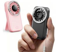 Otlonpe Mini ventilatore portatile portatile, confezione da 2 ventole tascabili con batteria ricaricabile personale, per viaggi, ciglia, trucco, 3 velocità, display LED, luce ultra sottile, pieghevole